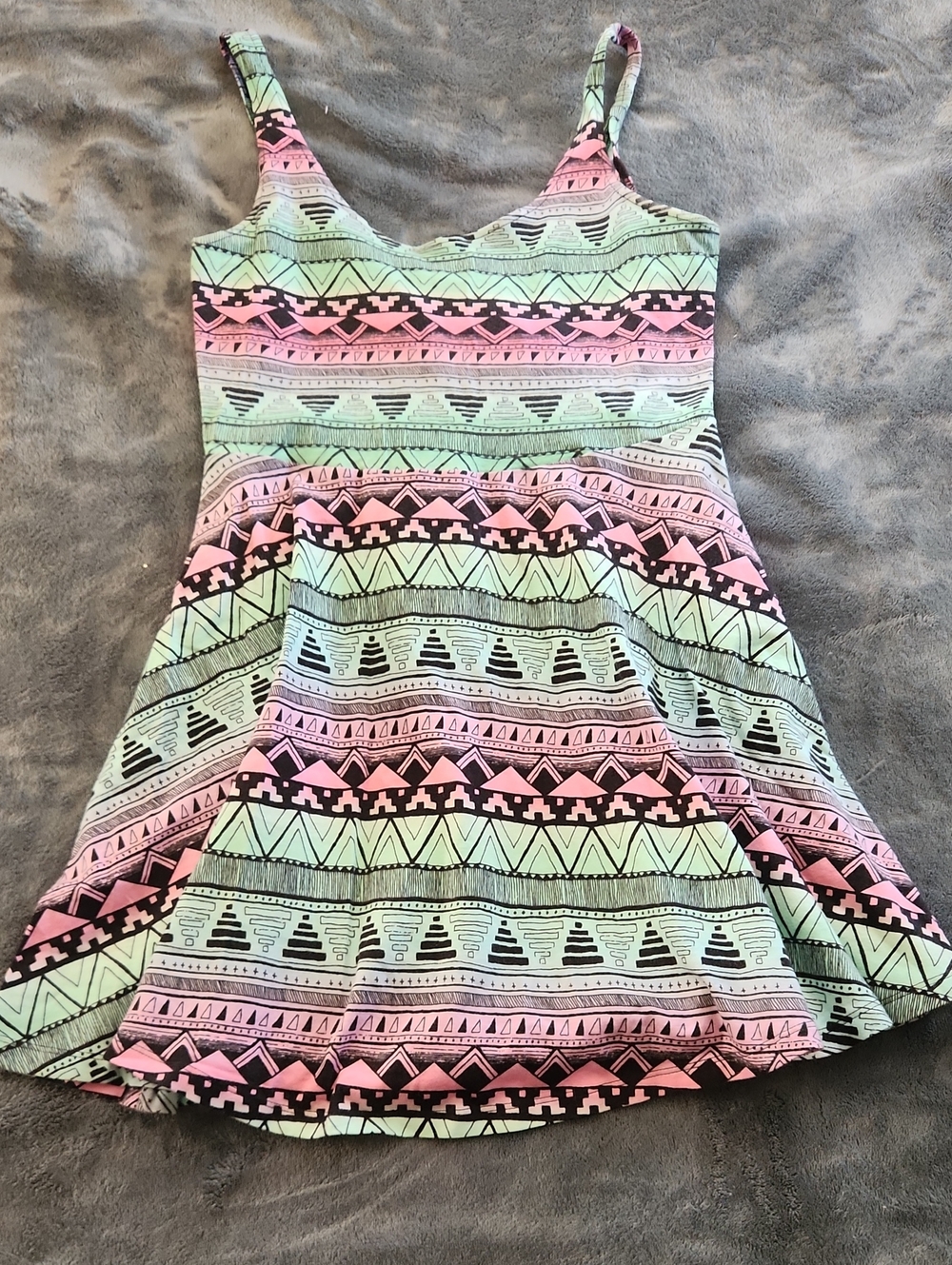 PINK Victoria's Secret Mint & Pink Aztec Skater Dress